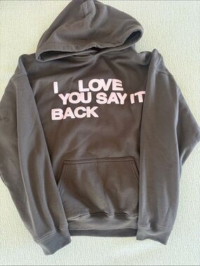 LONELY GHOST Brown Hoodie with Pink Text